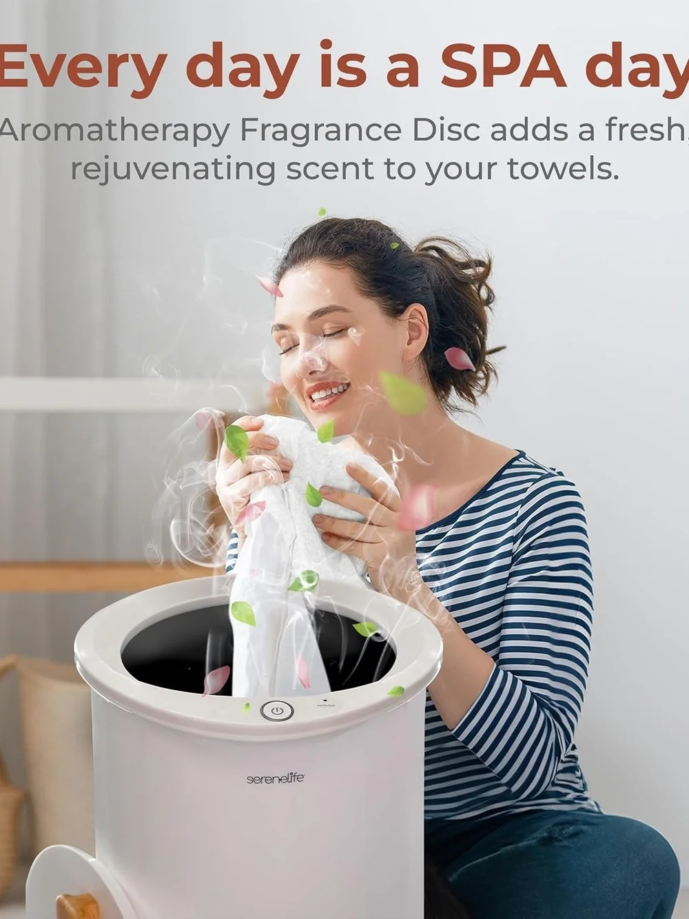 Serenelife Towel Warmer Single Touch Luxury Bucket Style - White (SLTLW400) NEW